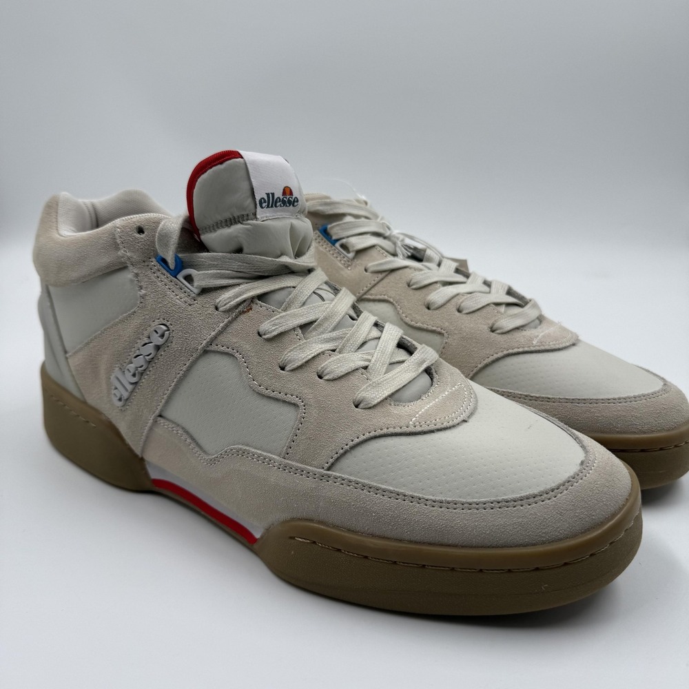 Ellesse Piazza Sued Shoes Mens Size 12 Beige Suede Mid Top Sneakers Gum Sole